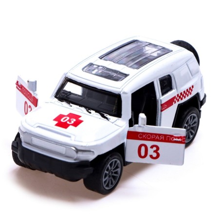 Metal ambulance, 1:48, inertia, doors open, white color-3
