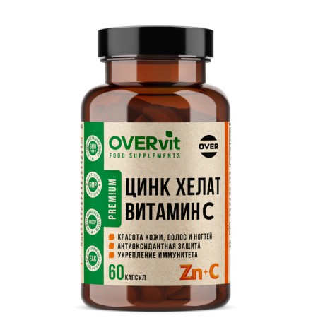 Zinc + vitamin C Overvit, 60 capsules
