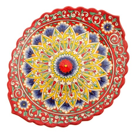 Largan Rishtan ceramics "Flowers", 31 cm, red, corrugated-1