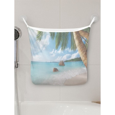 Organizer in a bathtub on suction cups “on distant shores”, for storing toys and trifles, size 33x39 cm
