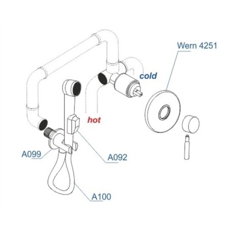 Wasserkraft A04200 bidet, with hygienic shower, hose 150 cm, brass, chrome-1