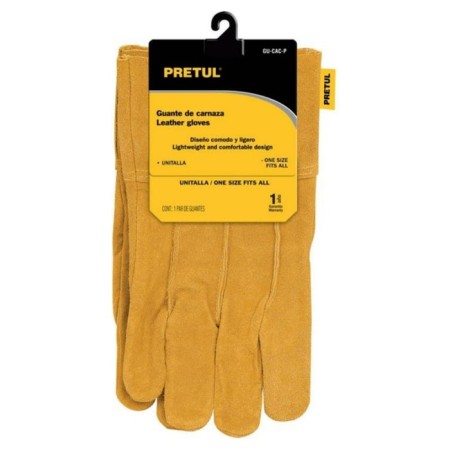 Genuine leather gloves, reinforced, yellow, Truper-1