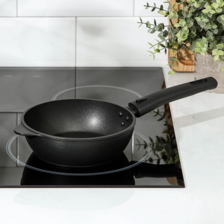 Sleepy "Ulya", d = 16 cm, removable handle, anti -stick coating, color black metallic-6