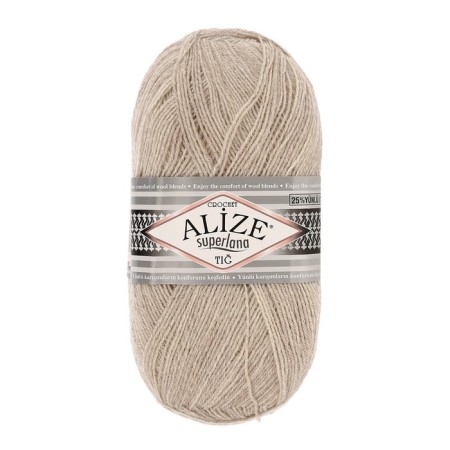 Yarn "Superlana Tig" 25% wool, 75% acrylic 570m/100g (152 Bezh. Melange)-1