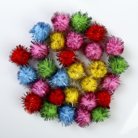 Pompons for creativity, brilliant, 5 colors, 25 mm, (set 30 pcs)-2