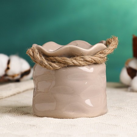 Kashpo "bag" 10x9.5cm, beige-1