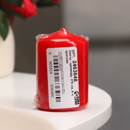 Candle - cylinder, 4x6 cm, 9 hours, red-3