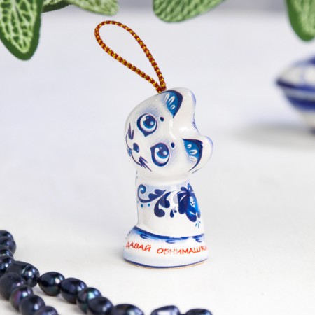 Souvenir bell "kitten. Come on hugs" Gzhel, 6 cm-1