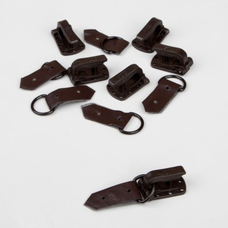 The hooks are sewing, plastic, for outerwear, 5 × 1.5 cm, 6 pcs, brown color