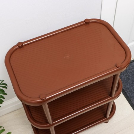 Shoe shelf, 3 tiers, 49.2 × 30.7 × 58.2 cm, brown color-3