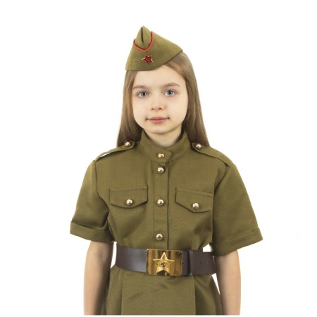 Military carnival costume: short sleeve dress, cap, river 36, height 134-140 cm-1