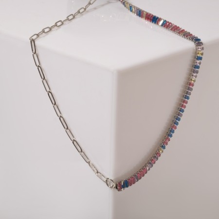 The necklace "Jewel" rectangles with a chain, color in silver, 30 cm-1
