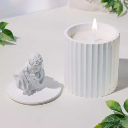 Candle in concrete Aromatic "Michelangelo", 13x7 cm, blue bells, soy wax, 160 g-1