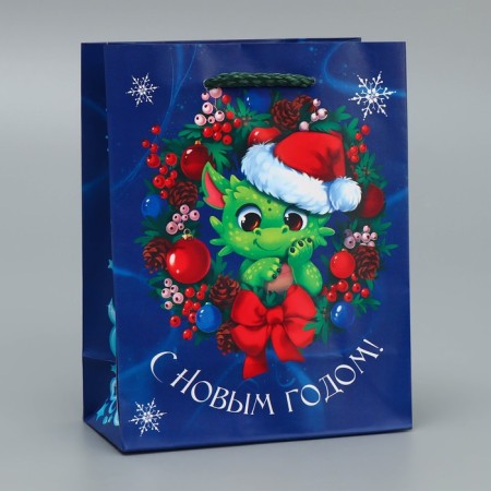 Laminated vertical packet “With New Happiness”, S 12 x 15 x 5.5 cm, New Year-1