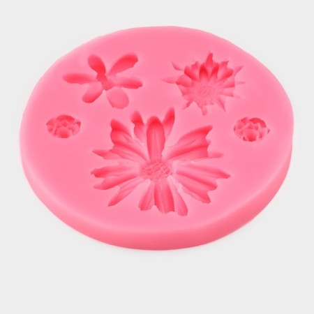 Mold "Flower Assortment", silicone, 10.5 × 10.5 × 1 cm, color mix-1