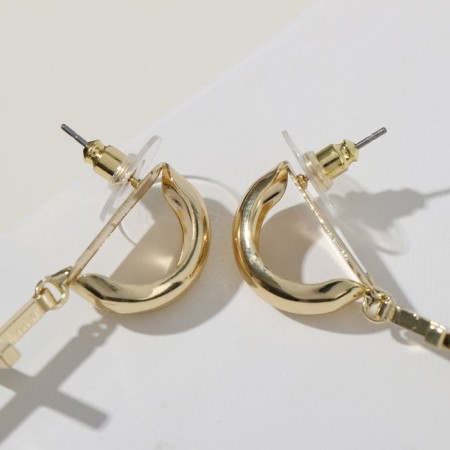 Earrings Metal "Crosses" Volumetric Line, Color Gold-2
