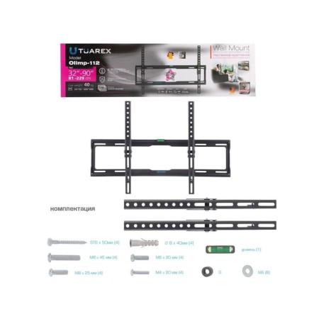Tuarex OLIMP-112 bracket, for TV, inclined, 32-90 ", up to 40 kg, 25 mm, black-7