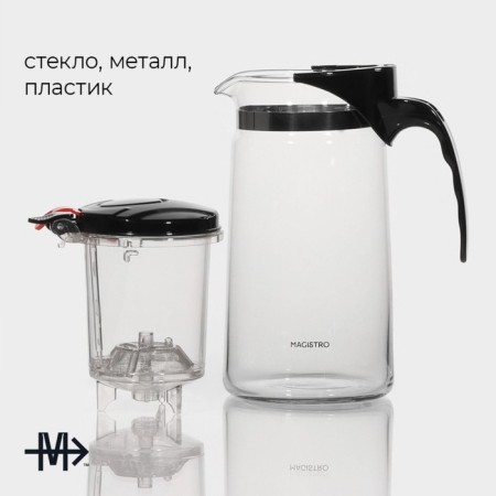 Magistro -glass teapot Magistro Magistro, 900 ml, with plastic sieve-1