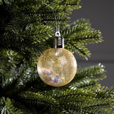 Christmas ball "Ice pattern", d = 8 cm, 1 LED, LR44X3 (in the set), glow warm white-1