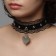 Choker "Temptation" lace and heart, black color in silver, 40 cm