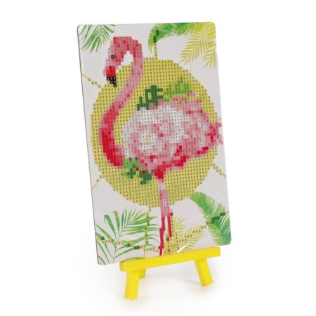 Diamond mosaic with partial filling on the stand “Flamingo”, 13 x 19 cm, cardboard-1