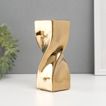 Ceramics candlestick per 1 candle "bend" d = 3.5 cm gold 6.5x6.5x17.5 cm-1