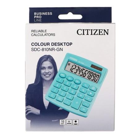Citizen desktop calculator "SDC-810NR", 10-bit, 124 x 102 x 25 mm, double power, turquoise-5