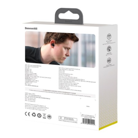 Wireless headphones Baseus WM01 Plus, TWS, vacuum, BT5.0, 40/800 mAh, microphone, black-11