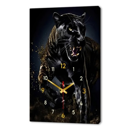 Carty clock wall interior "black panther in motion", silent, 50 x 70 cm