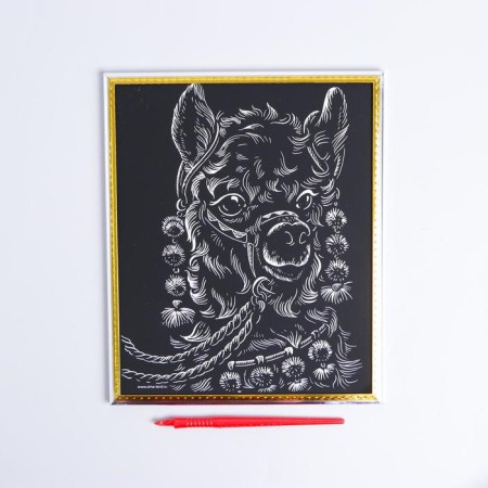 Engraving in the frame "cute lama" with a metallic effect "silver"-2