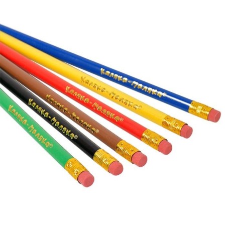 Pencils of 12 flowers "Kalyak-Malyak" washed, with an eraser, trihedral, plastic case-4