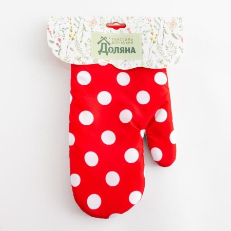 Mitten Dolyana "Peas" central red 26*16 cm, 100% p/e-3