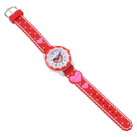 Watch is a wrist-on, "hearts", D-3 cm, strap silicone L-20 cm, red-2