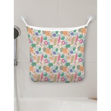 Organizer in a bath on suction cups “Abstraction of flowers and plants”, for storing toys and trifles, size 33x39 cm