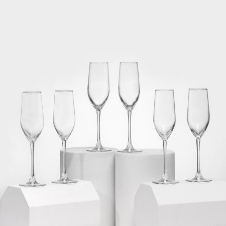 Set of glass glasses for champagne "Celest", 160 ml, 6 pcs