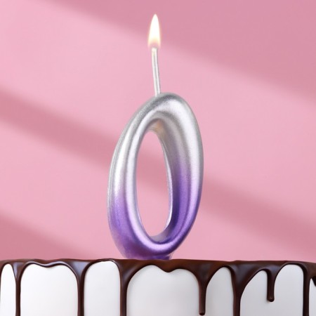 Candle for the cake "Oval", number "0", 5.5 cm, silver-sirn