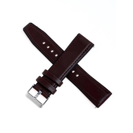 Hours strap with quick-detachable hairpins, 22 mm, eco-leather, L-22 cm, brown