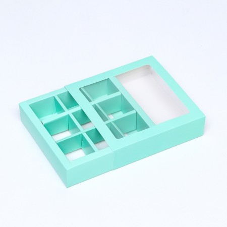 Box for 9 sweets with a shell, green, 14.5 x 14.5 x 3.5 cm-2