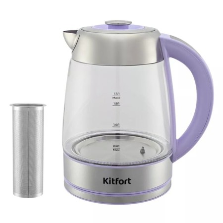Electric kettle KitFort KT-6624, glass, 1.7 l, 2200 watts, purple-3