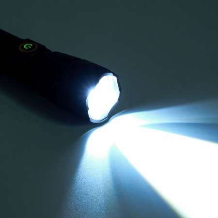 Manual battery flashlight, 10 W, 3500 mAh, LED P50, IP66, 16.5 x 4.2 x 3.4 cm, USB-4