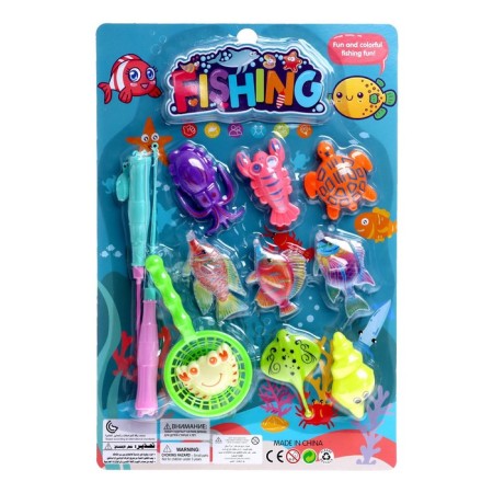 Fishing "sea inhabitants" 9 fish, 2 fishing rods, net-5