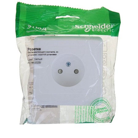 Schetode socket Sche PC16-002B, 16 A, single without salary, with protective curtains, white-2