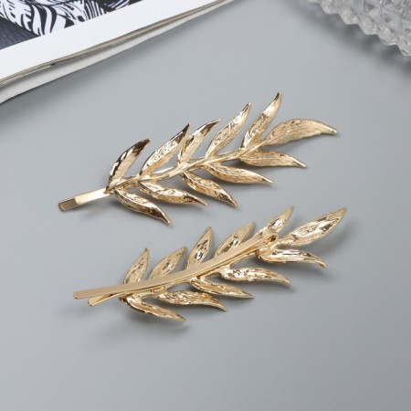 Invisible hair "Audrey" (set 2 pcs) a twig, 7.5 cm, gold-1