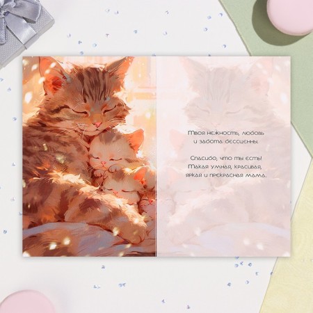 Postcard "Beloved Mom!" kittens, A6-1
