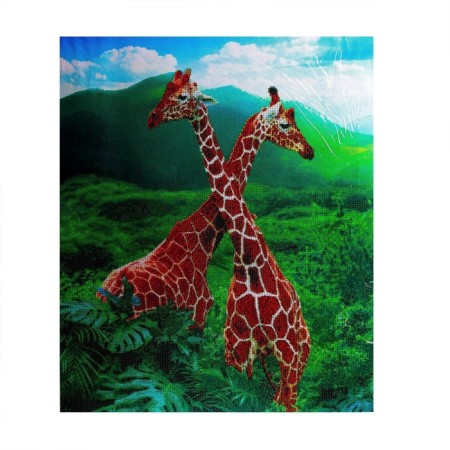 Diamond mosaic with partial filling on the subframe "Giraffes", 50 x 60 cm-4