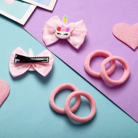 Hair Sofia (4 elastic bands, 2 clamps) a unicorn bow, pink-2