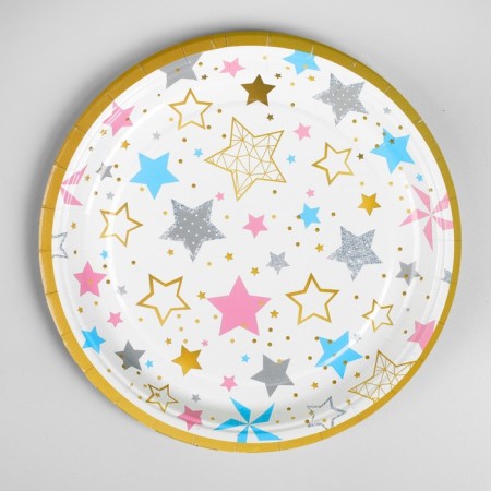 Paper plate "Color stars", 18 cm, set 10 pcs.