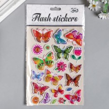 Plastic sticker with sparkles convex 