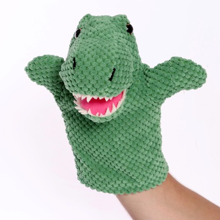 Soft toy on the hand "dinosaur", 26 cm, green color