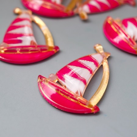 Decor for creativity plastic "Sailor Pink" with gold 2.9x2.3 cm-1